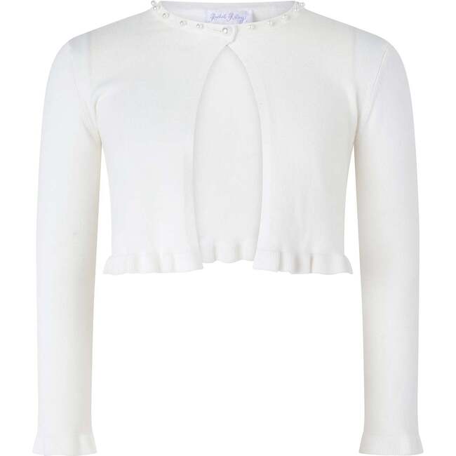 Pearl Trim Cardigan, White - Cardigans - 1