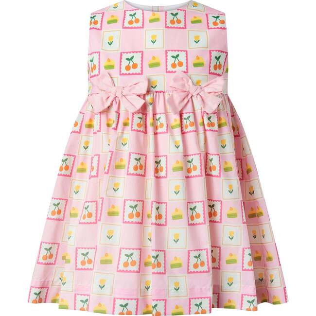 Patchwork Bow Dress, Pink - Dresses - 1