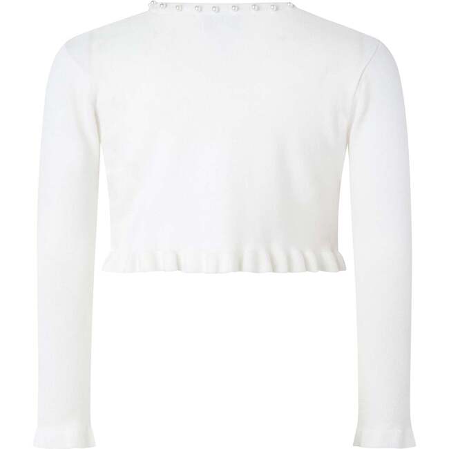 Pearl Trim Cardigan, White - Cardigans - 2