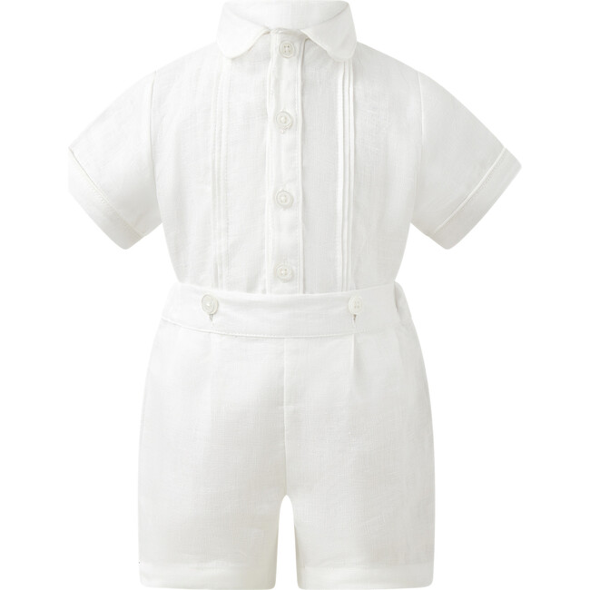 Linen Shirt and Short Set, Ivory - Mixed Apparel Set - 1