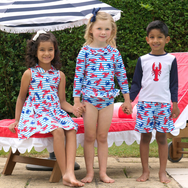 Lobster Rash Guard Set, Blue - Two Pieces - 2