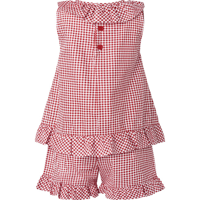 Gingham Frill Top & Short Set, Red - Mixed Apparel Set - 2