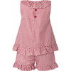 Gingham Frill Top & Short Set, Red - Mixed Apparel Set - 2 - thumbnail