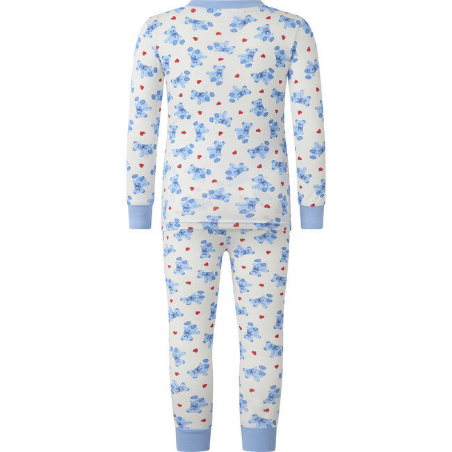 Bear Hearts Print Long Sleeve Jersey Pajamas Set, Blue