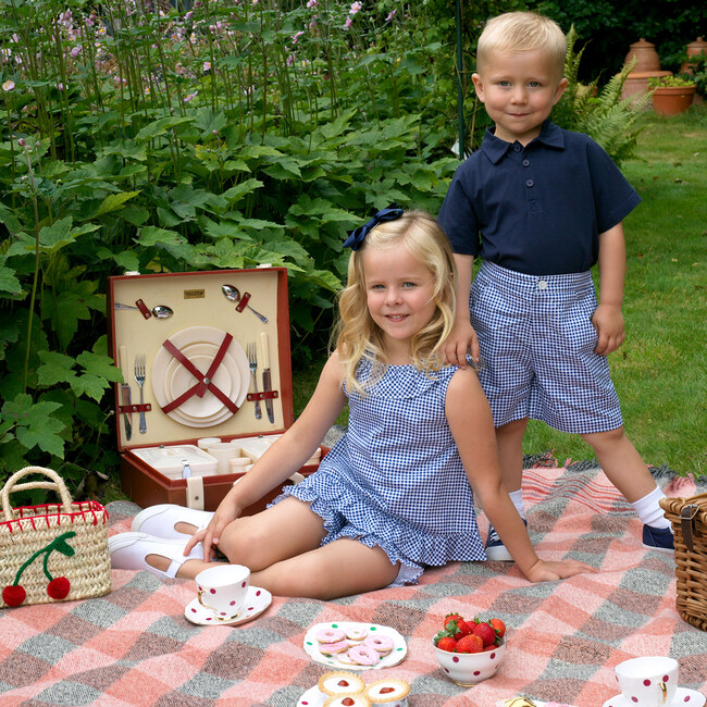 Gingham Shorts, Navy - Shorts - 3