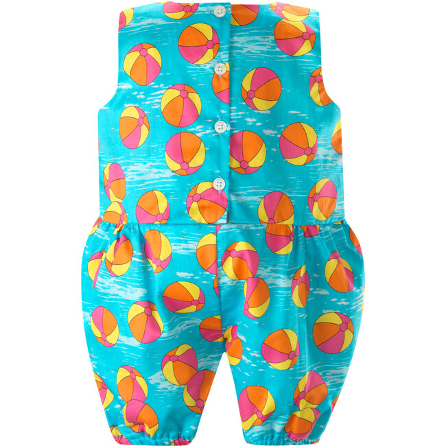 Babys Pool Play Print Sleeveless Bow Waist Playsuit, Blue - Rompers - 2