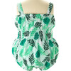 Babys Palm Tree Print Ruched Waist Swim Bubble, Green - One Pieces - 2 - thumbnail