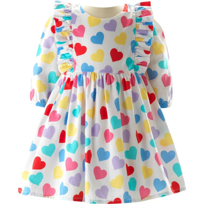 Babys Confetti Heart Print Long Sleeve Dress & Bloomers, Multicolors