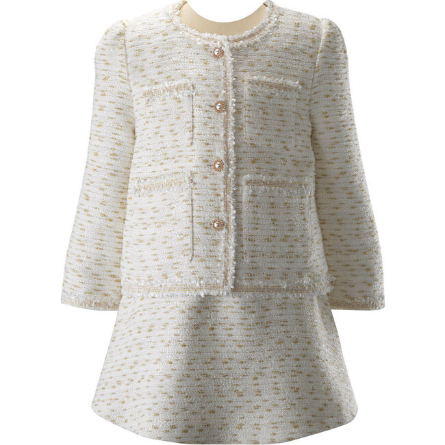 Tweed Jacket and Skirt Set, Cream