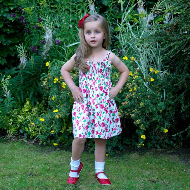 Rose Print Ruched Sundress, Multicolors - Dresses - 3