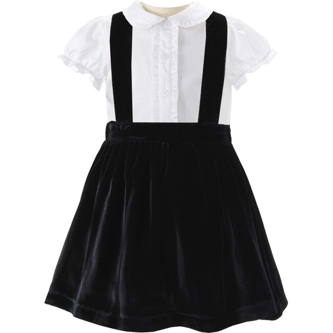 Eloise Silk Velvet Pinafore Set, Black