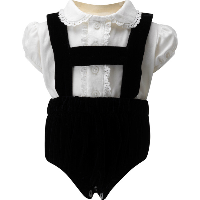 Eloise Infant Silk Velvet Romper Set, Black