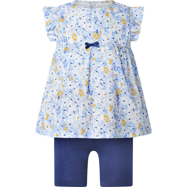 Daisy Top and Bike Short Set, Blue - Mixed Apparel Set - 1