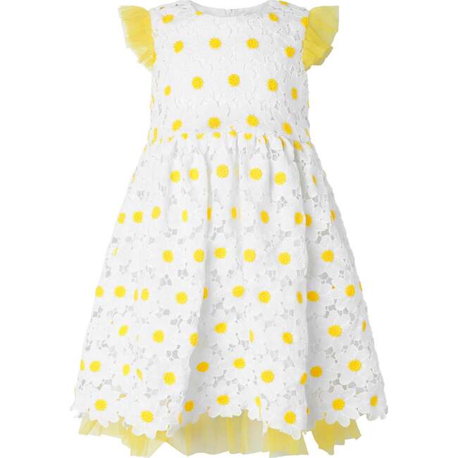 Daisy Lace Party Dress, Yellow - Dresses - 1