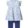 Daisy Top and Bike Short Set, Blue - Mixed Apparel Set - 2