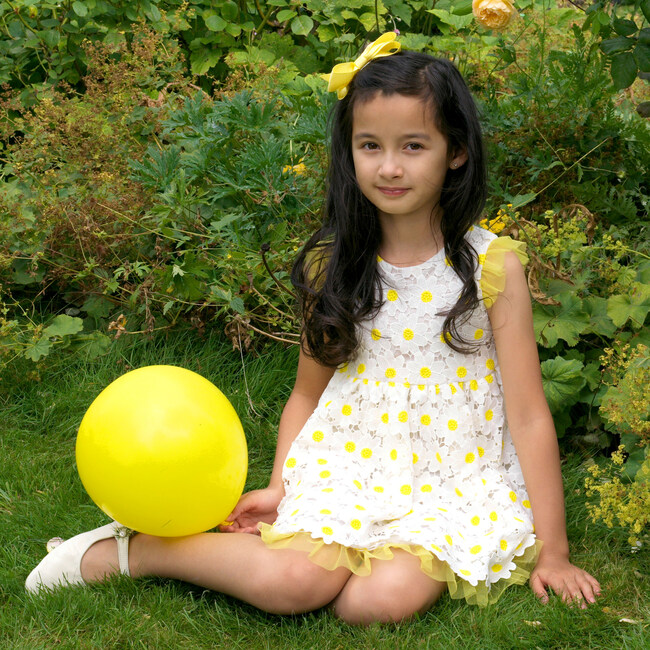 Daisy Lace Party Dress, Yellow - Dresses - 3