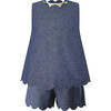 Chambray Scalloped Set, Navy - Mixed Apparel Set - 1 - thumbnail
