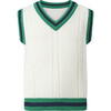 Cable Knit Sweater Vest, White - Vests - 1 - thumbnail