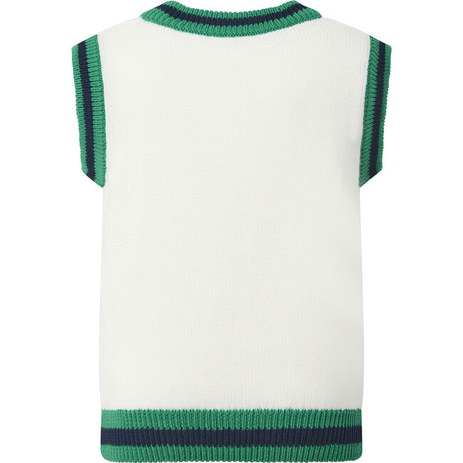 Cable Knit Sweater Vest, White - Vests - 2