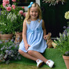 Check Bow Dress, Blue - Dresses - 3