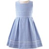 Oxford Striped Sleeveless Pleated Dress, Blue - Dresses - 1 - thumbnail