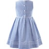 Oxford Striped Sleeveless Pleated Dress, Blue - Dresses - 2 - thumbnail