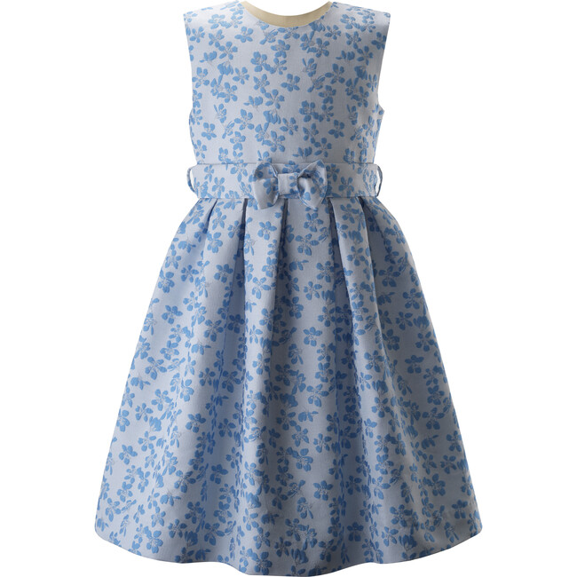 Periwinkle Damask Party Dress, Blue - Dresses - 1