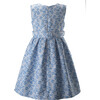 Periwinkle Damask Party Dress, Blue - Dresses - 3 - thumbnail