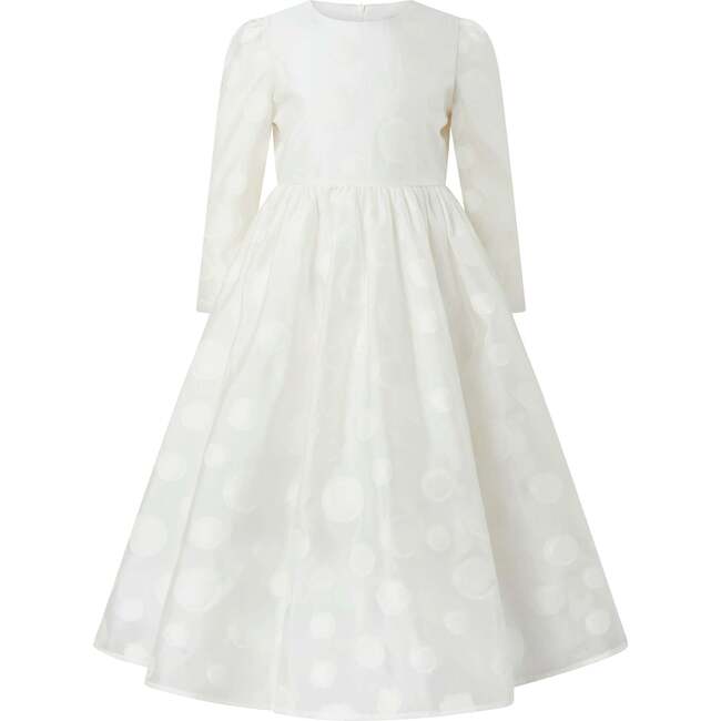 Dotted Long Communion Dress, White