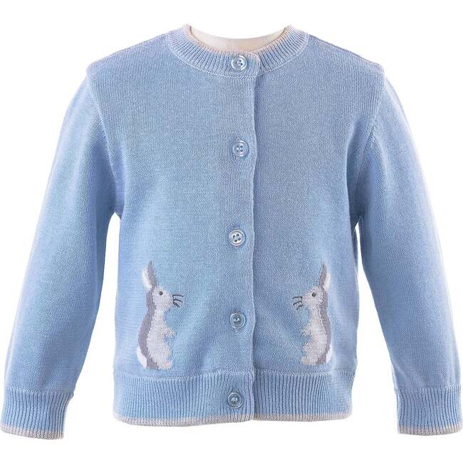 Bunny Intarsia Cardigan, Blue - Cardigans - 1