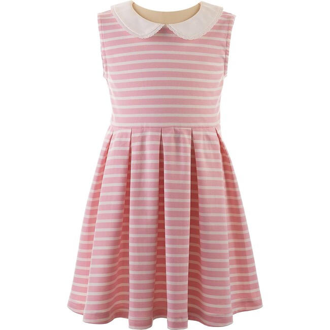 Breton Striped Jersey Dress, Powder Pink & Ivory