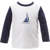 Sailboat Rash Guard Top, Navy - Rash Guards - 1 - thumbnail