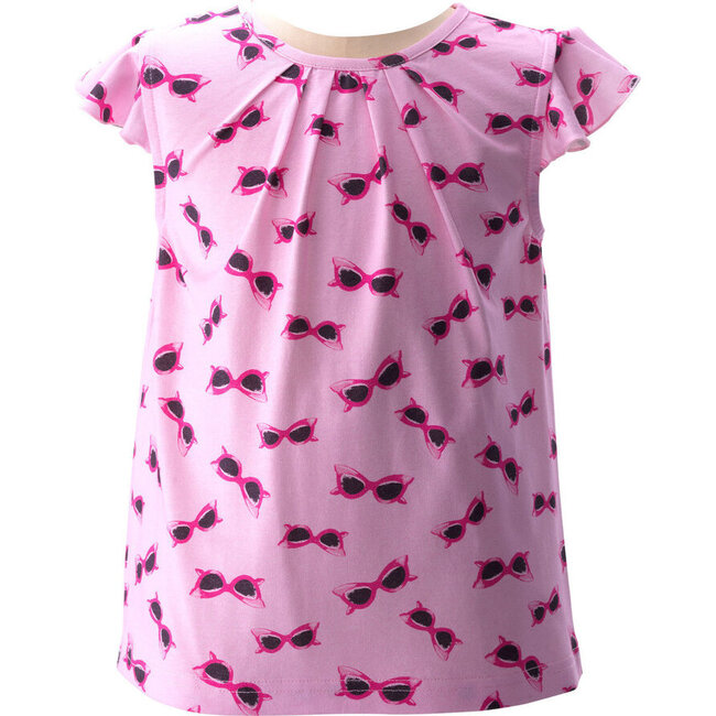 Sunglasses Ruffle Top, Pink