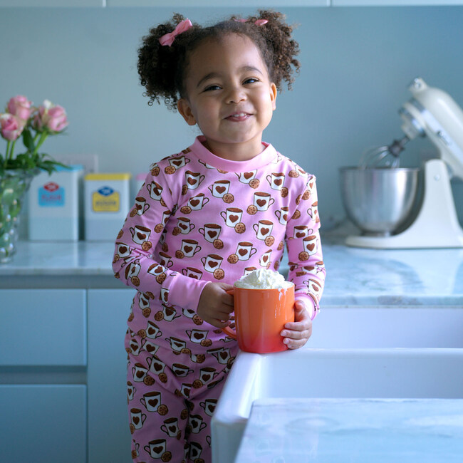 Hot Chocolate Jersey Pajamas, Pink - Pajamas - 3