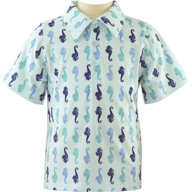 Seahorse Polo Shirt, Blue - Polo Shirts - 1