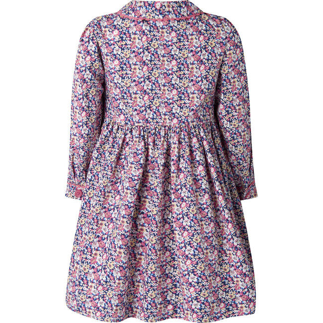 Floral Smocked Button-Front Dress, Navy - Dresses - 2