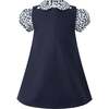 Floral Blouse Pinafore Set, Navy - Dresses - 1 - thumbnail