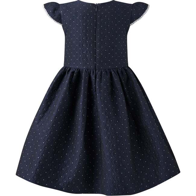 Dot Damask Dress, Navy - Dresses - 2
