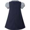 Floral Blouse Pinafore Set, Navy - Dresses - 2