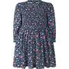 Ditsy Floral Ruched Dress, Navy - Dresses - 1 - thumbnail
