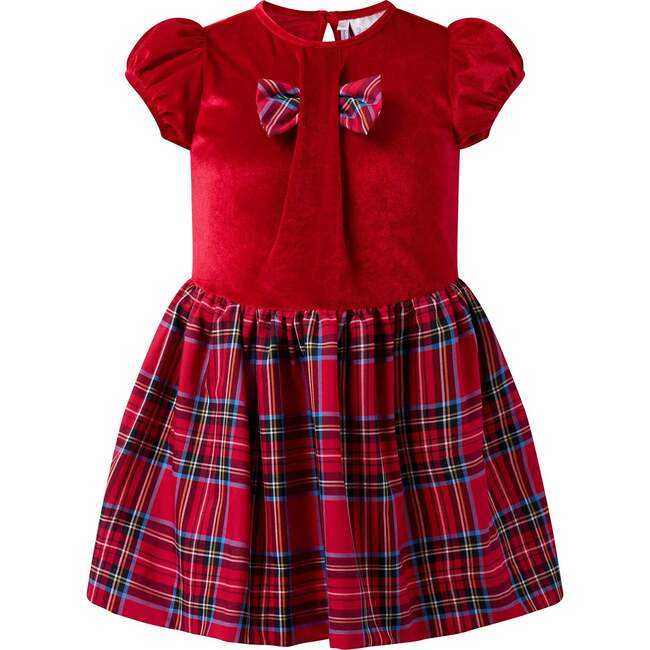 Velvet Check Party Dress, Red
