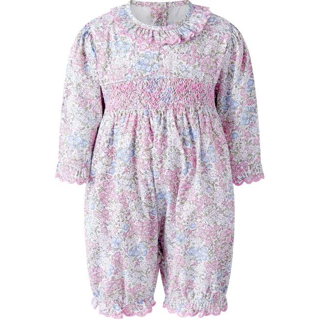 Smocked Scalloped Babysuit, Pink
