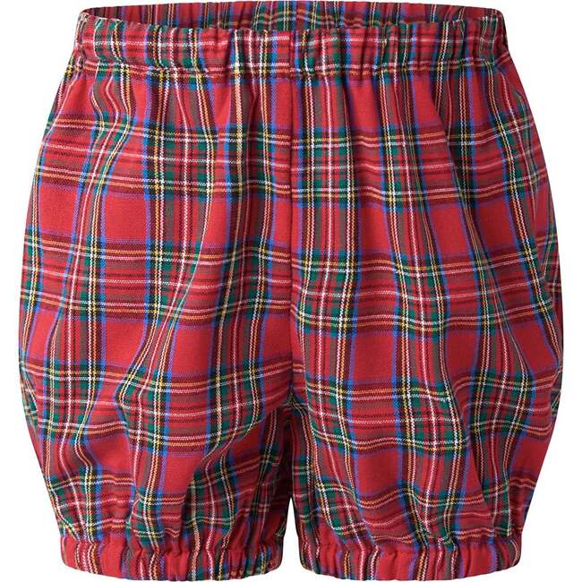 Tartan Button-Front Dress and Bloomers, Red - Dresses - 3