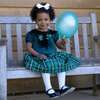 Velvet Check Party Dress, Green - Dresses - 3