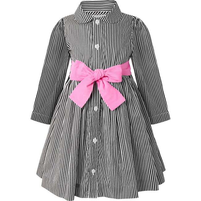 Stripe Shirt Dress, Black