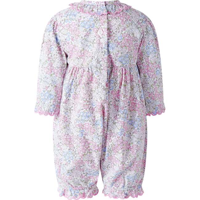 Smocked Scalloped Babysuit, Pink - Rompers - 2