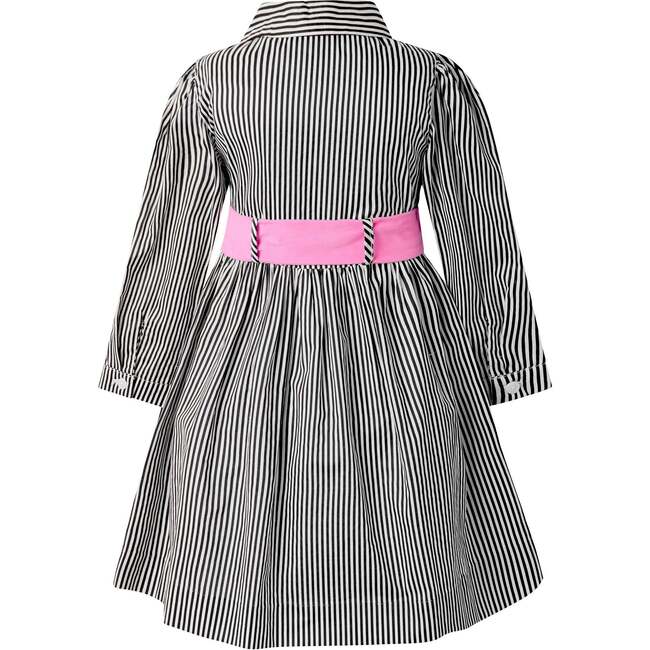 Stripe Shirt Dress, Black - Dresses - 2