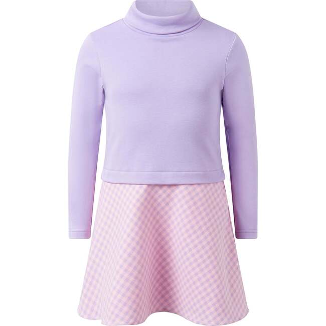 Check Turtle Neck Dress, Purple
