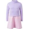 Check Turtle Neck Dress, Purple - Dresses - 1 - thumbnail