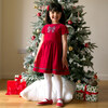 Tartan Bow Embroidered Dress, Red - Dresses - 3